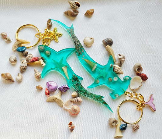 Resin Shark keychain/ with ocean theme beach gift