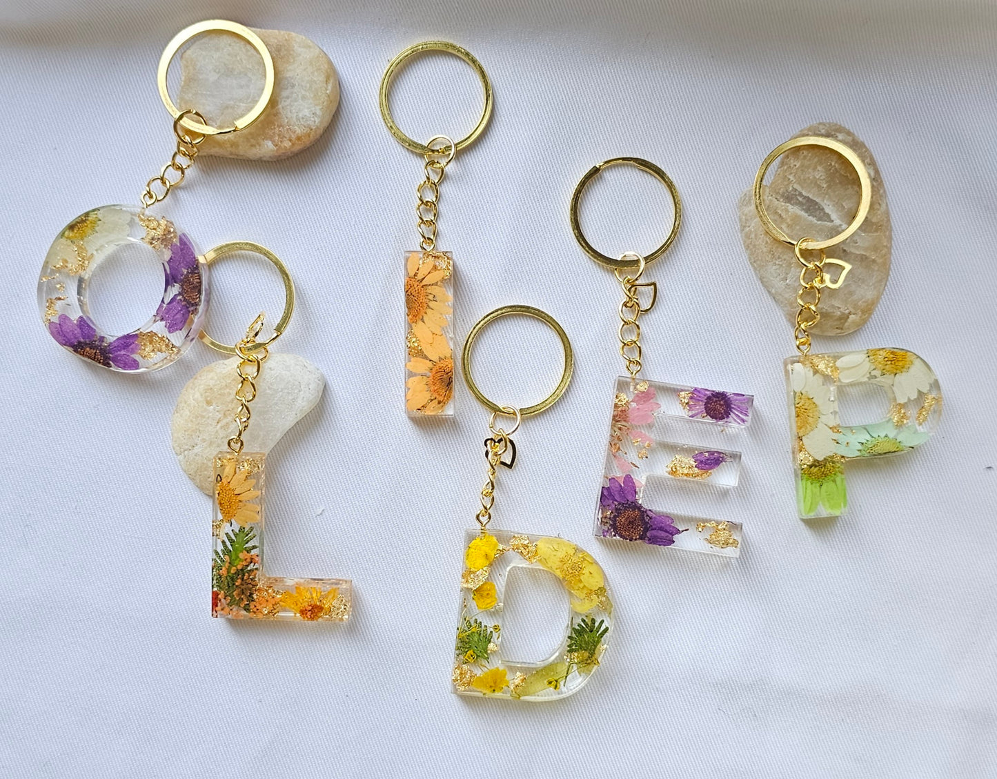 Floral Letter Keychains/ Flower keychains