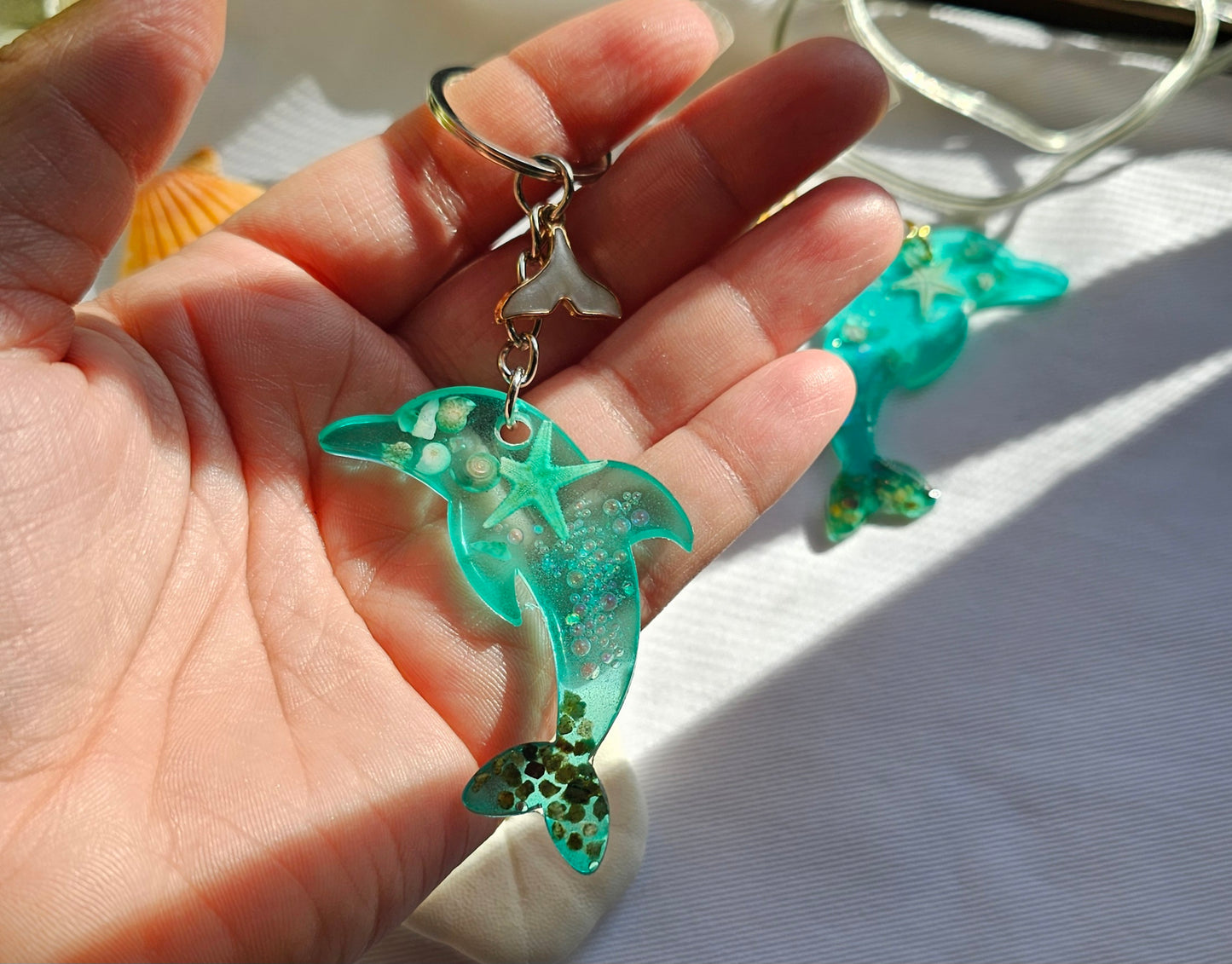 Resin Shark keychain/ with ocean theme beach gift