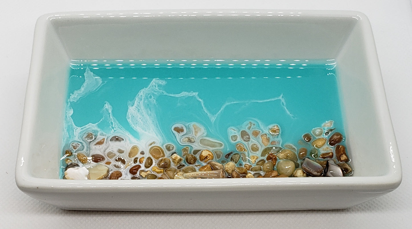 Ceramic jewelry dish/ beach scene/tray