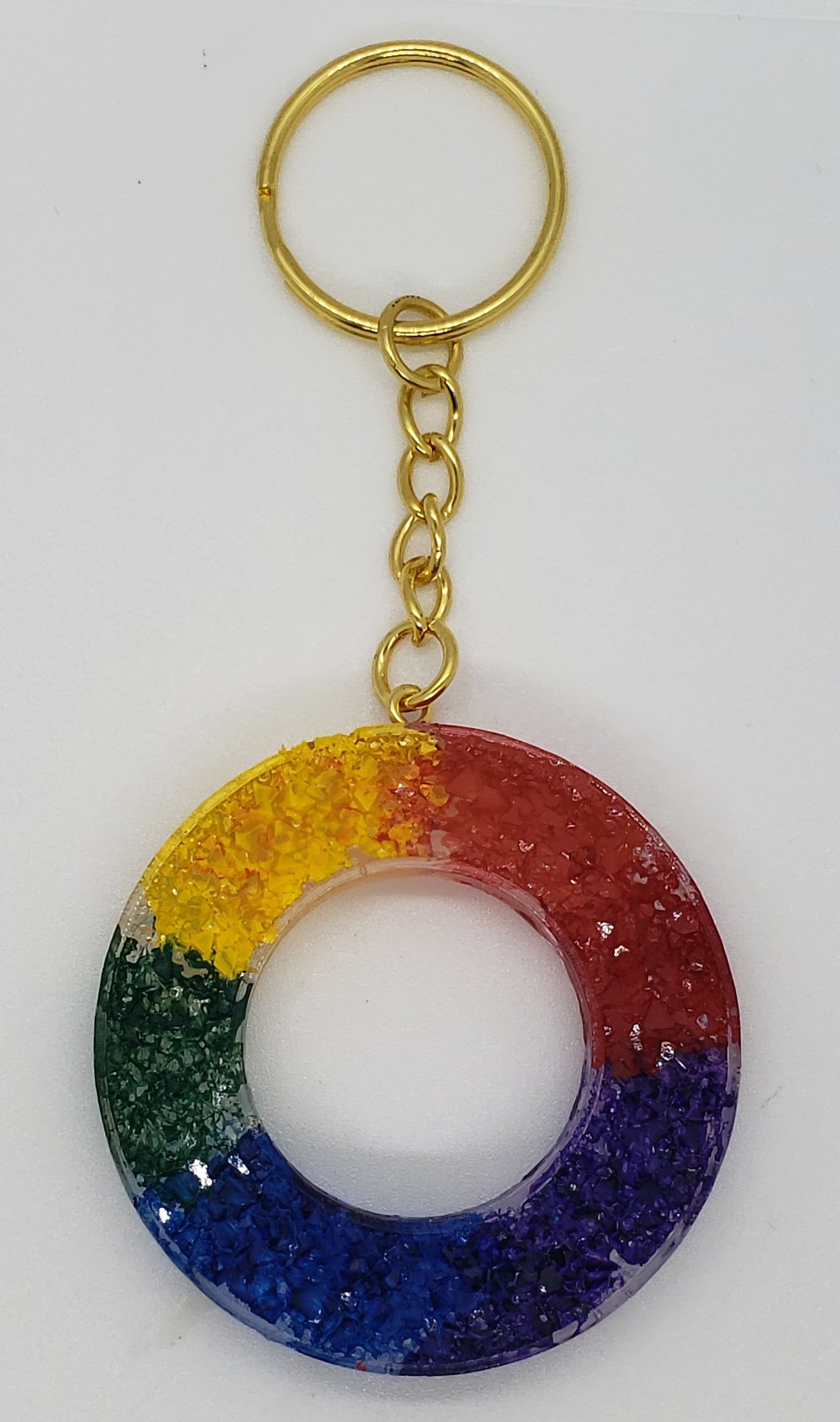Rainbow Druzy Letter Keychain