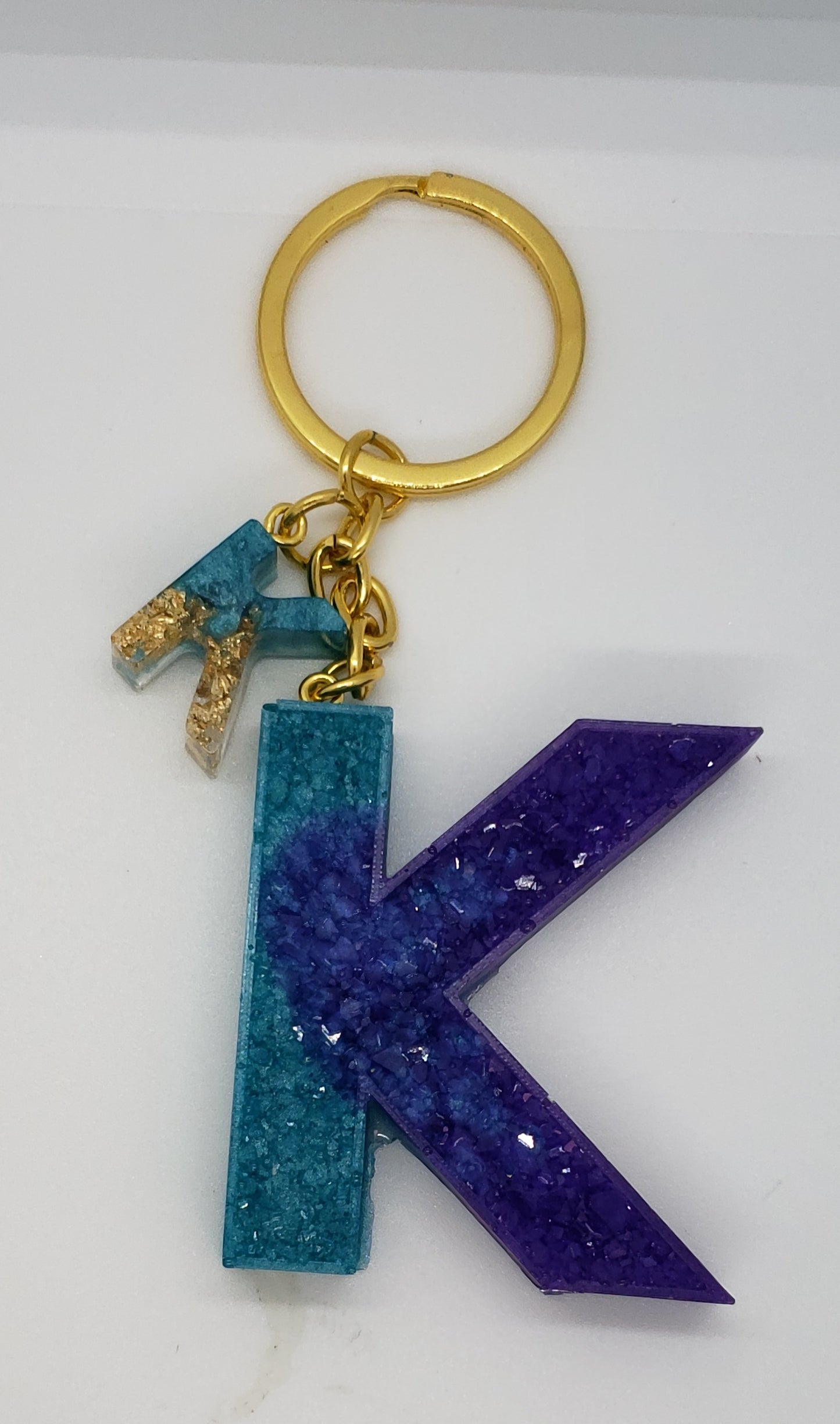 Druzy keychain Letter/ crystal letter keychain/ resin Keychain
