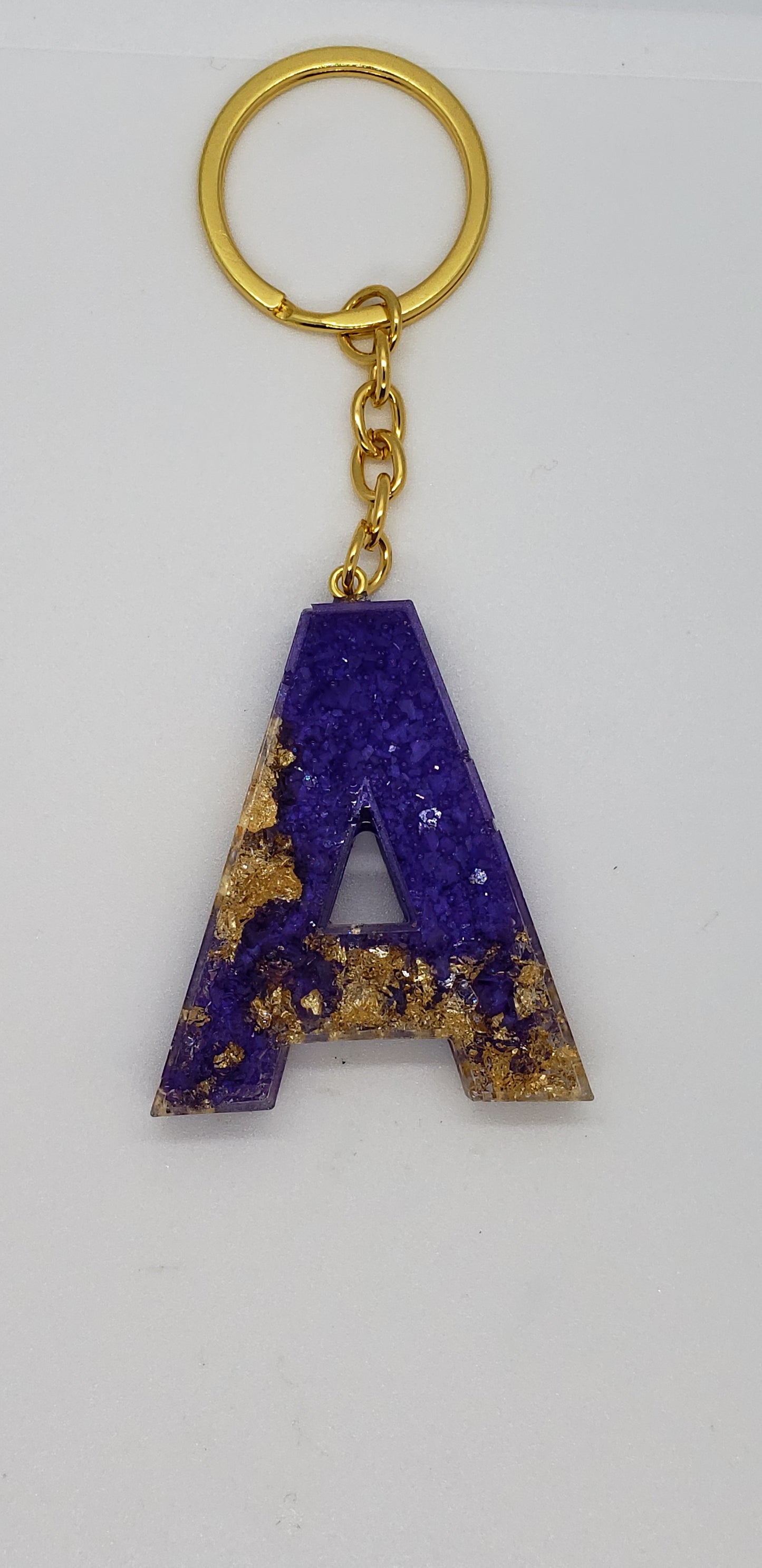 Druzy keychain Letter/ crystal letter keychain/ resin Keychain