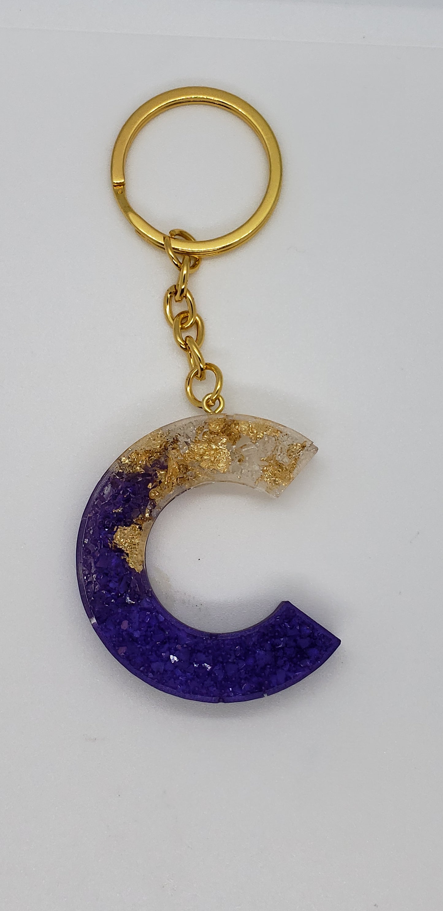 druzy letter keychain