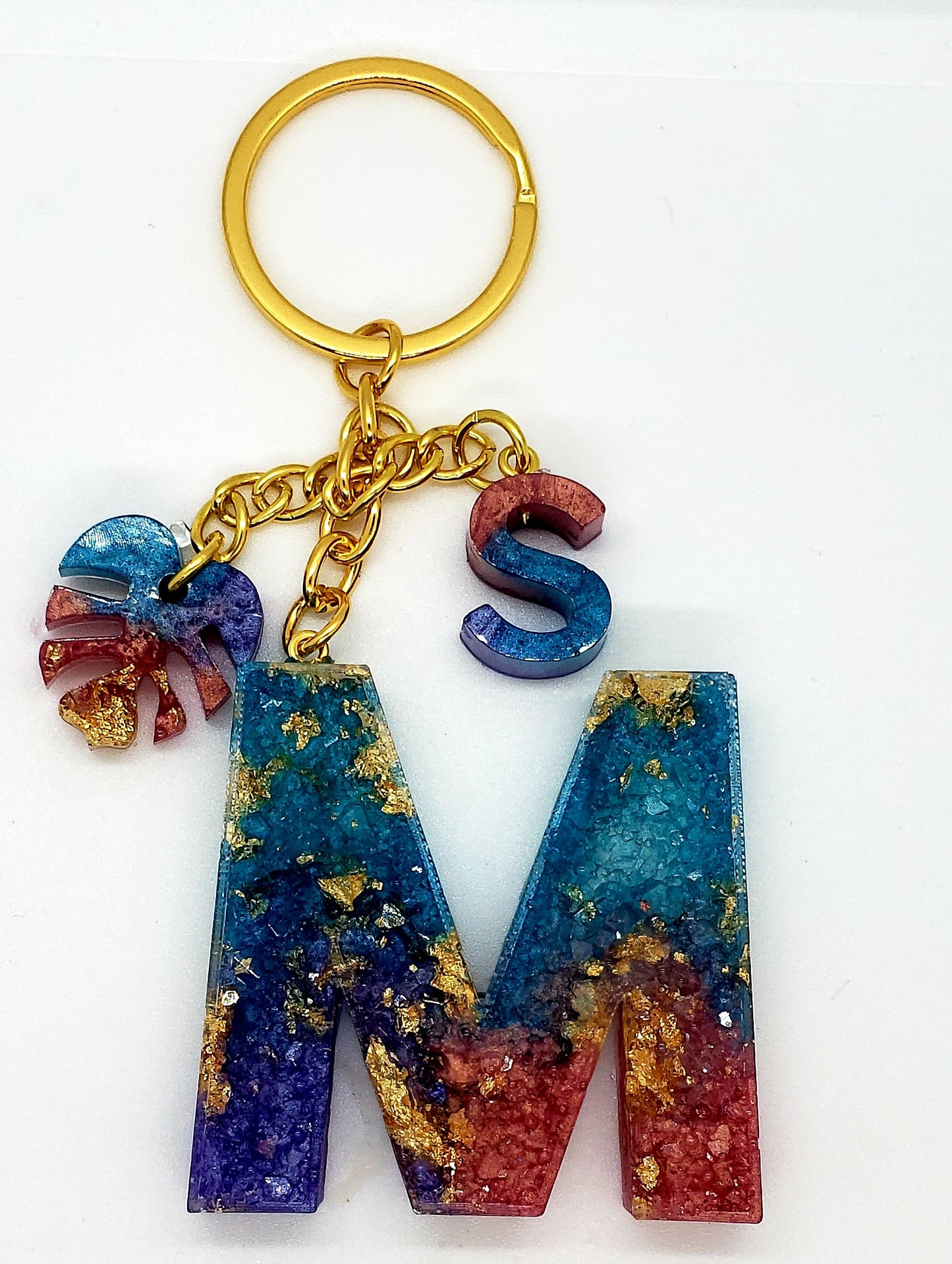 druzy letter keychain