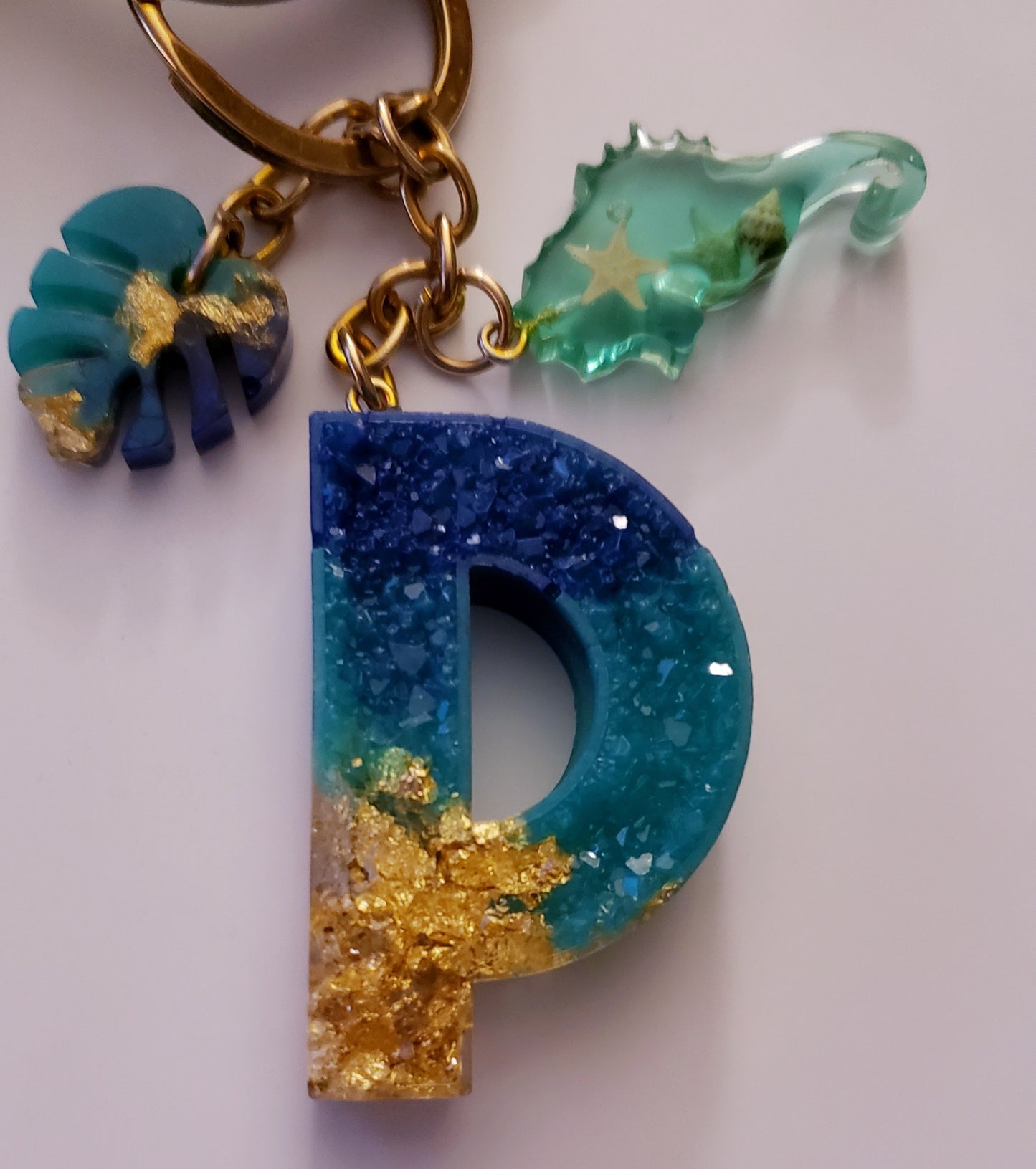 druzy letter keychain