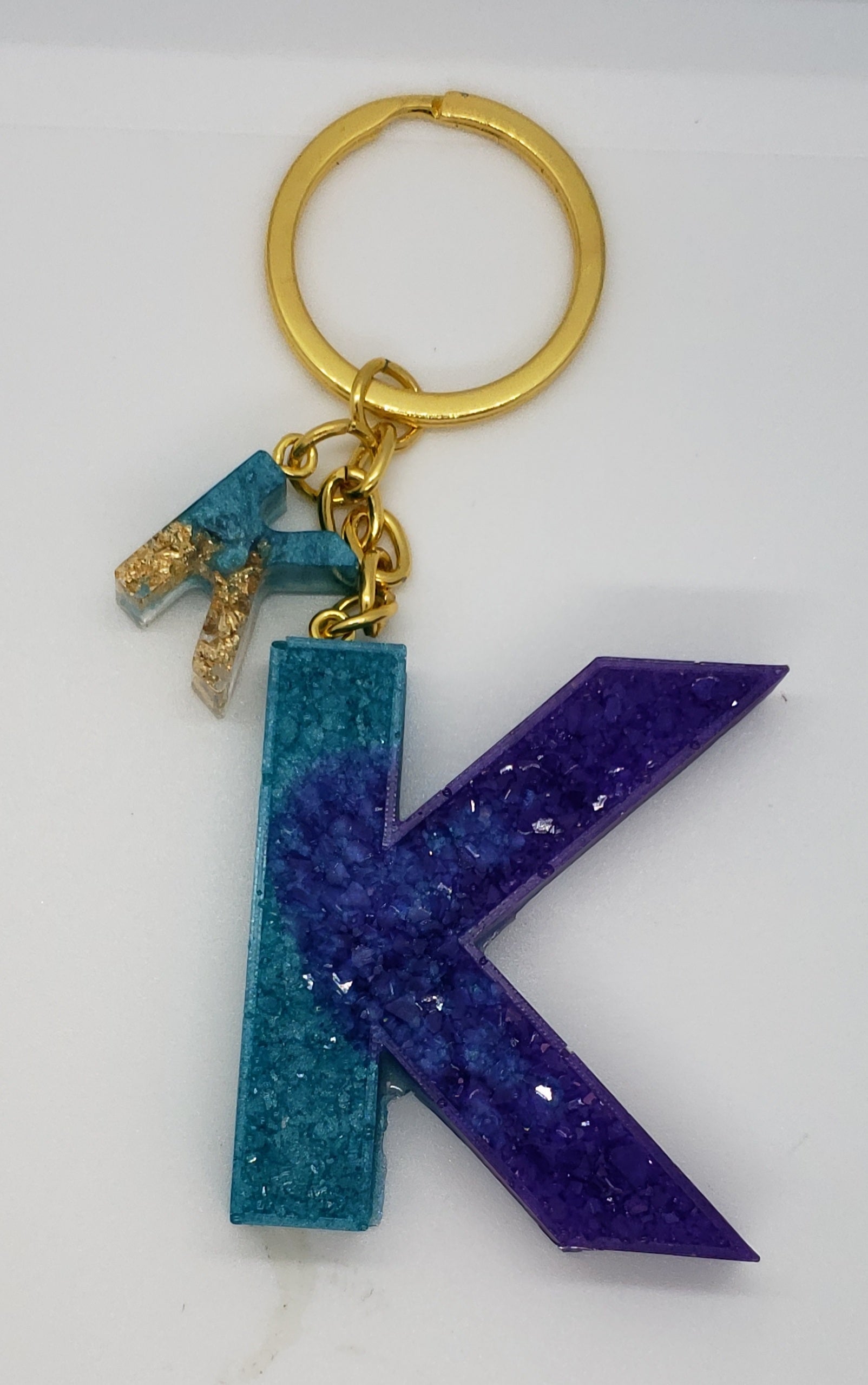 druzy letter keychain