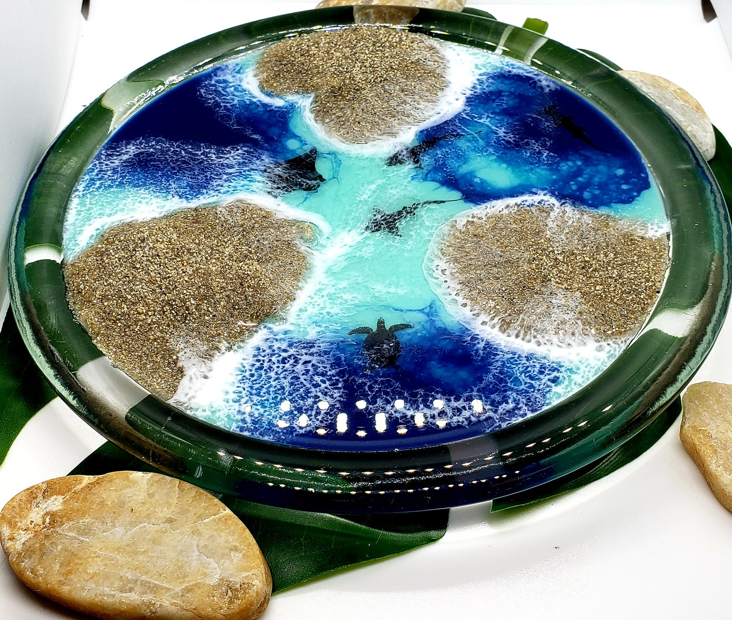 Glass resin ring dish/trinket jewelry dish/beach tray